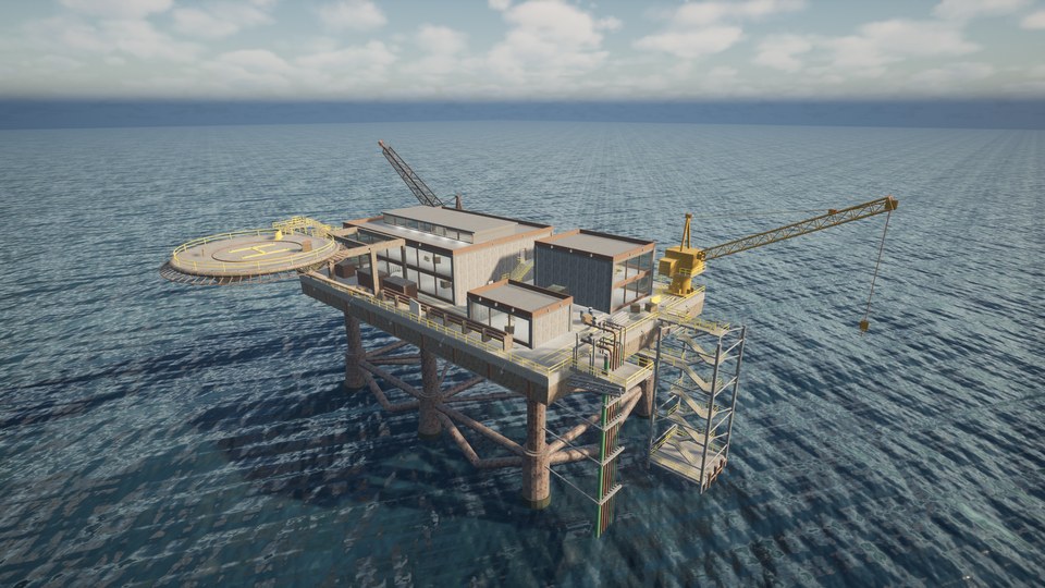 The Small Oil Rig FPS Map on open sea